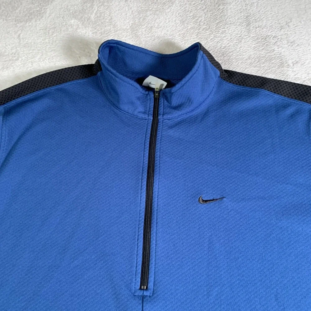 VTG‎ Nike Dri-FIT Pullover Mens L Blue Quarter Zip Long Sleeve Running Training